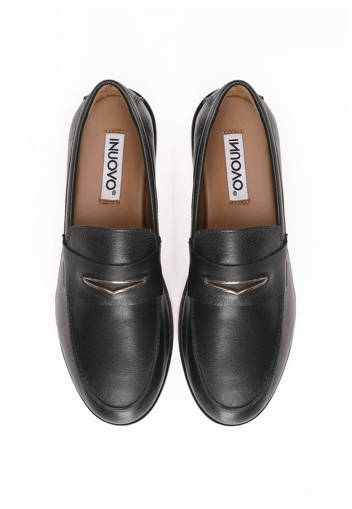 Inuovo Slipper Leder Schwarz