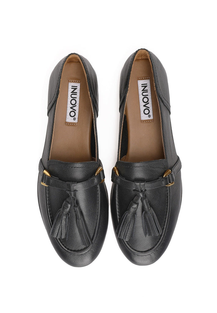 Inuovo Slipper Leder Schwarz