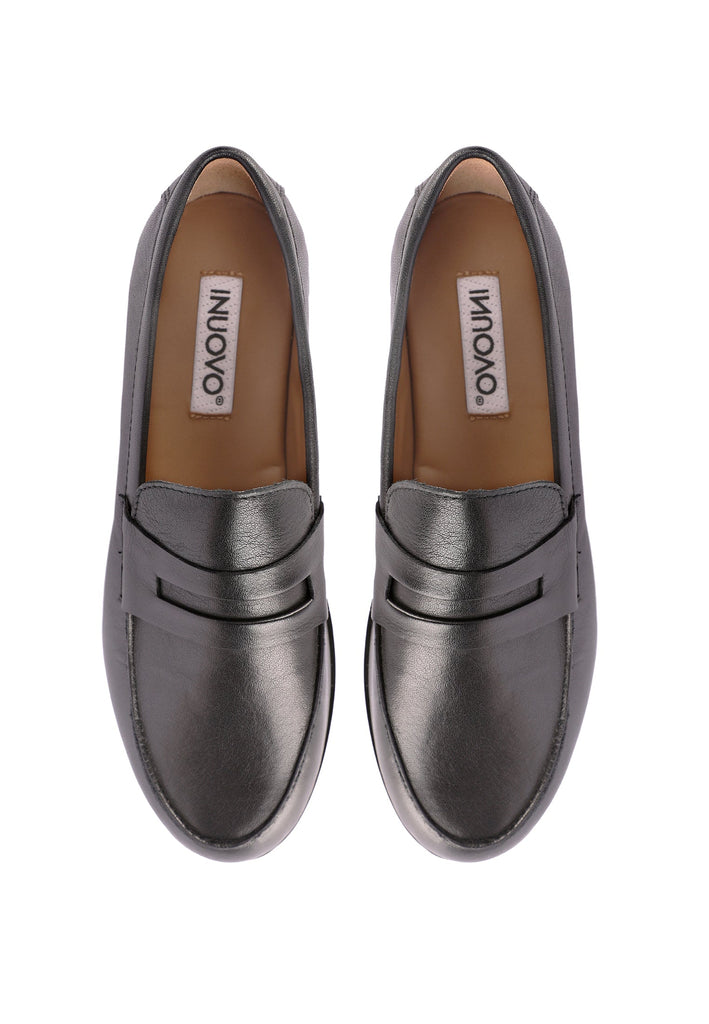 Inuovo Slipper Leder Schwarz