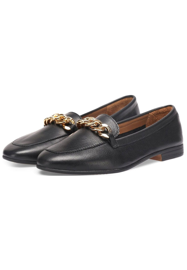 Inuovo Slipper Leder Schwarz/Gold