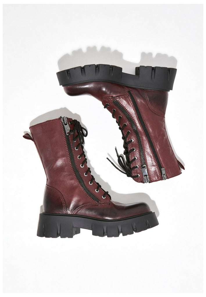 Inuovo Stiefel Leder Dunkelrot