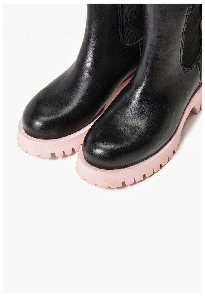 Inuovo Stiefel Leder Schwarz/Pink