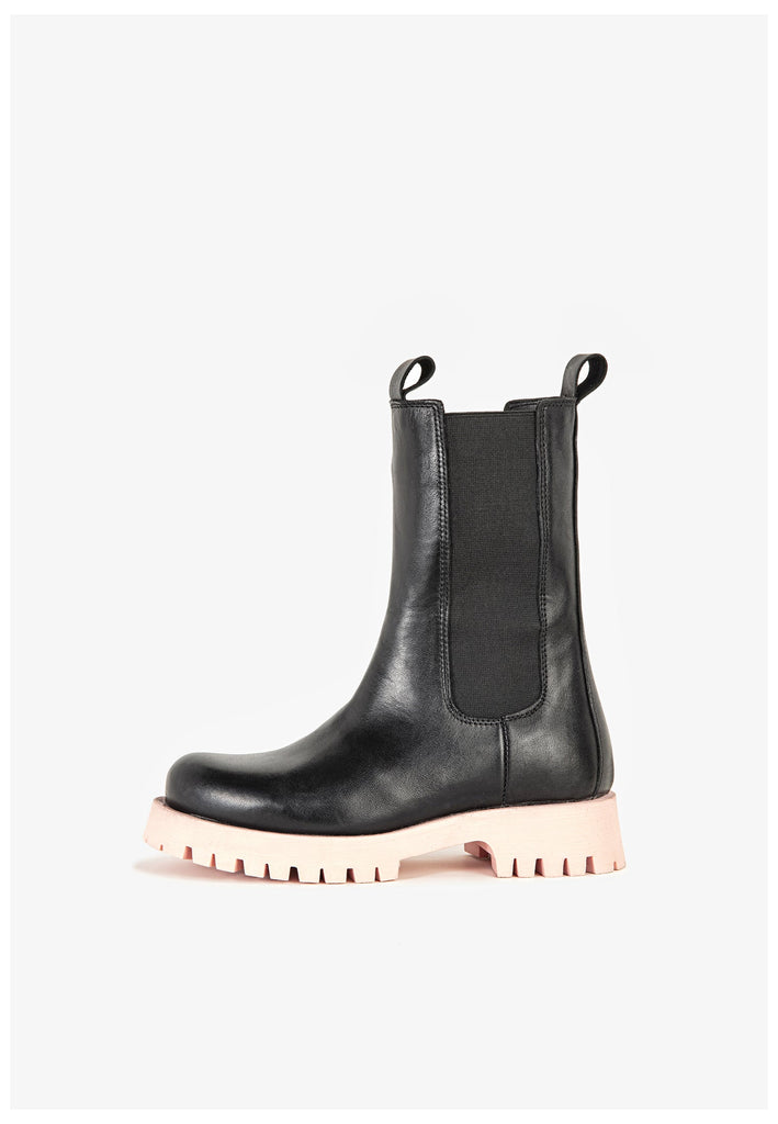 Inuovo Stiefel Leder Schwarz/Pink