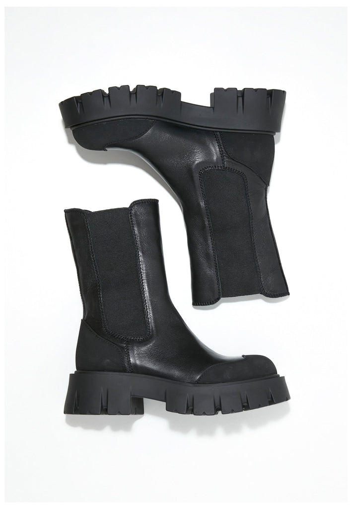 Inuovo Stiefel Leder/Textil Schwarz