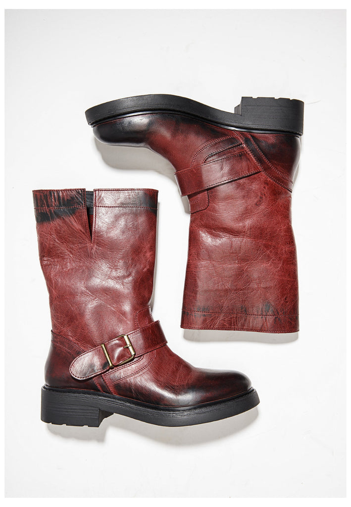 Inuovo Stiefelette Leder Burgundy