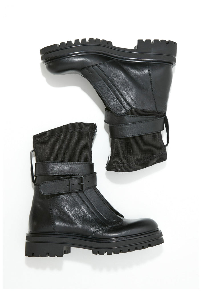 Inuovo Stiefelette Leder/Textil Schwarz