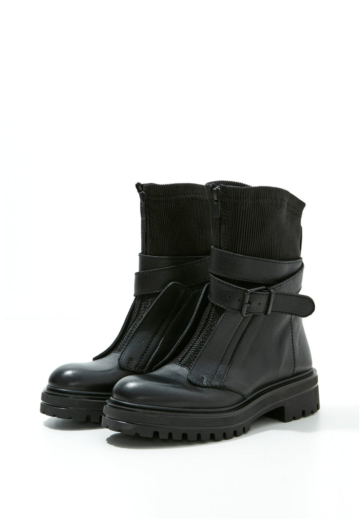 Inuovo Stiefelette Leder/Textil Schwarz