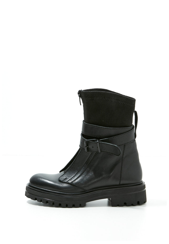 Inuovo Stiefelette Leder/Textil Schwarz