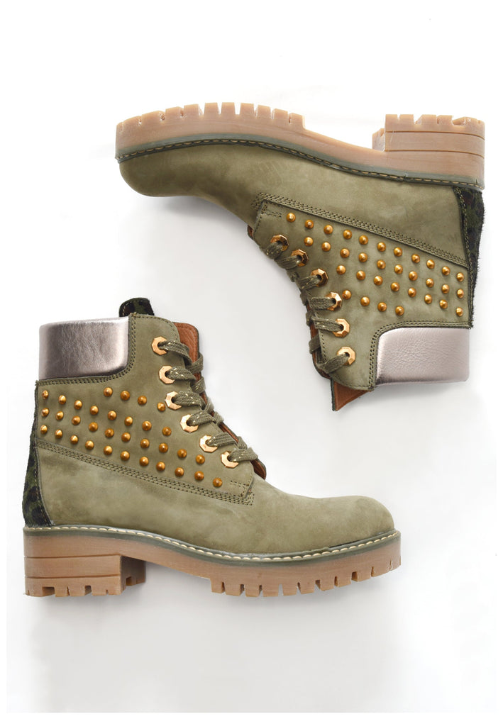 Inuovo Stiefelette Nubukleder Khaki