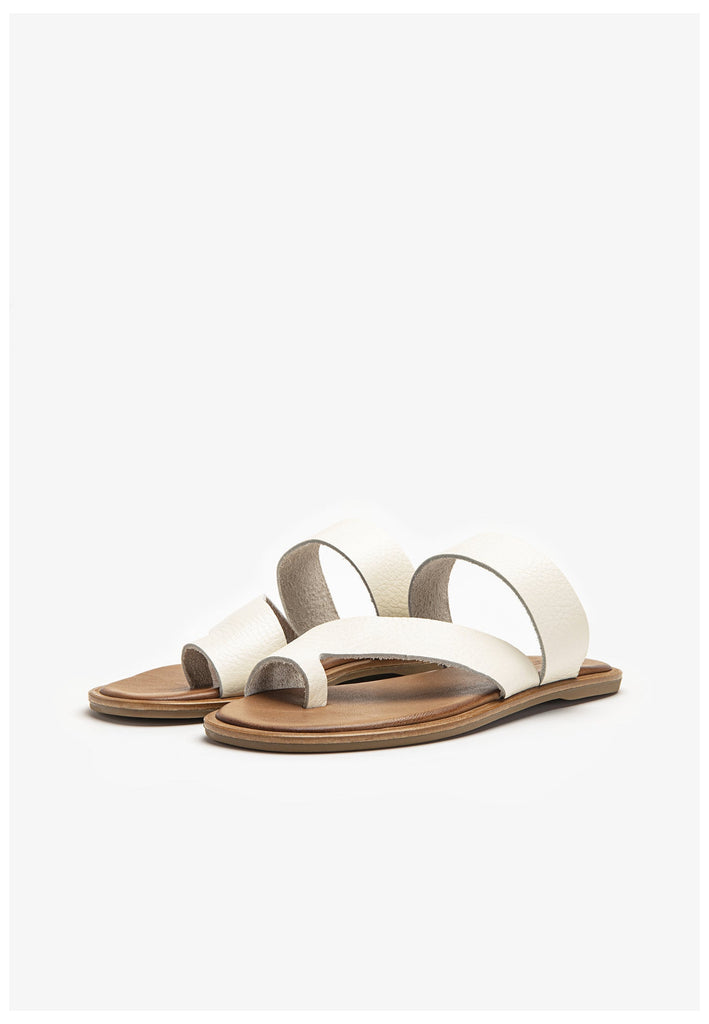 Inuovo Zehensteg Leder Beige/Weiß