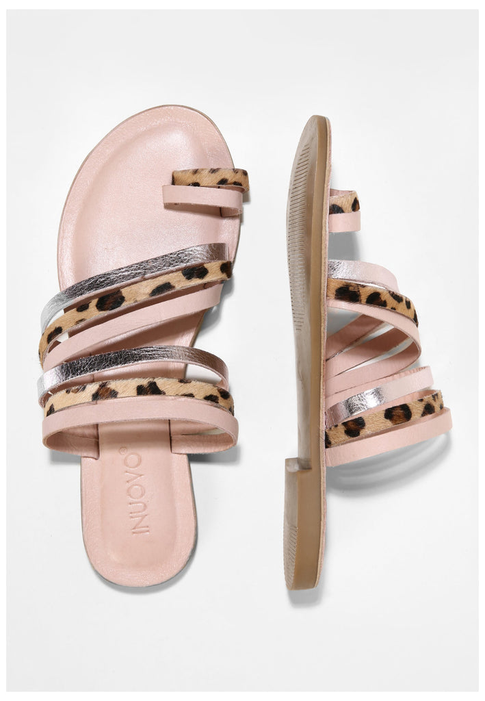 Inuovo Zehensteg Leder Braun/Rosa