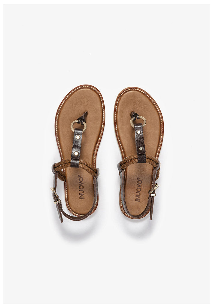 Inuovo Zehensteg Leder Dunkelbraun