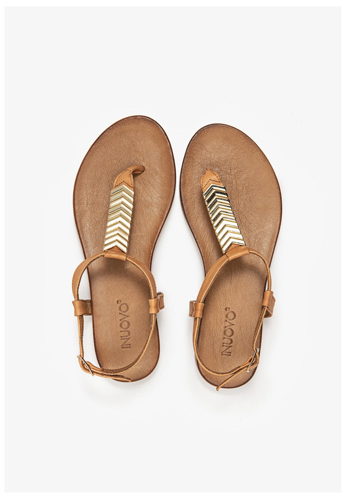 Inuovo Zehensteg Leder Mittelbraun