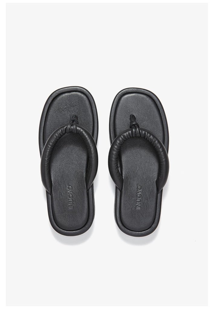 Inuovo Zehensteg Leder Schwarz