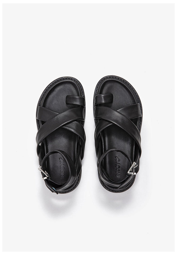 Inuovo Zehensteg Leder Schwarz