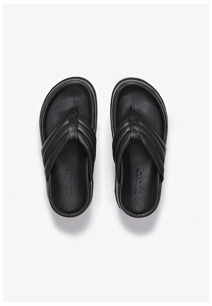 Inuovo Zehensteg Leder Schwarz