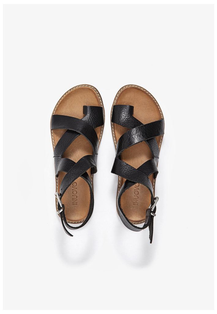 Inuovo Zehensteg Leder Schwarz/Schwarz