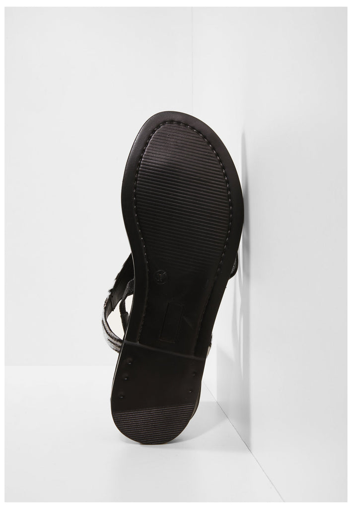 Inuovo Zehensteg Leder Schwarz/Weiß