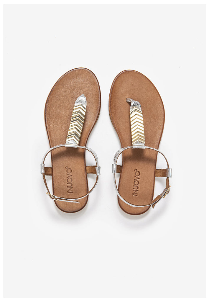 Inuovo Zehensteg Leder Silber