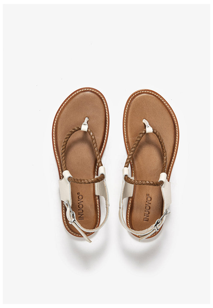 Inuovo Zehensteg Leder/Textil Beige