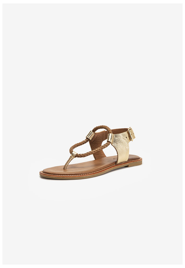 Inuovo Zehensteg Leder/Textil Gold