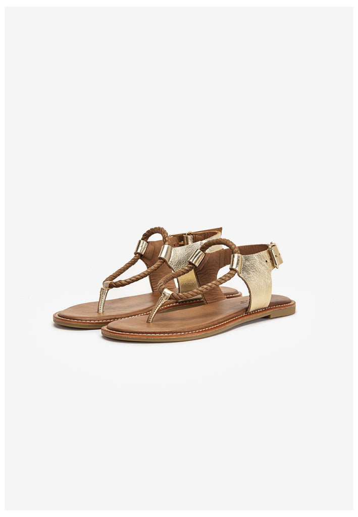 Inuovo Zehensteg Leder/Textil Gold