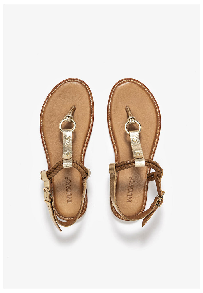 Inuovo Zehensteg Leder/Textil Gold