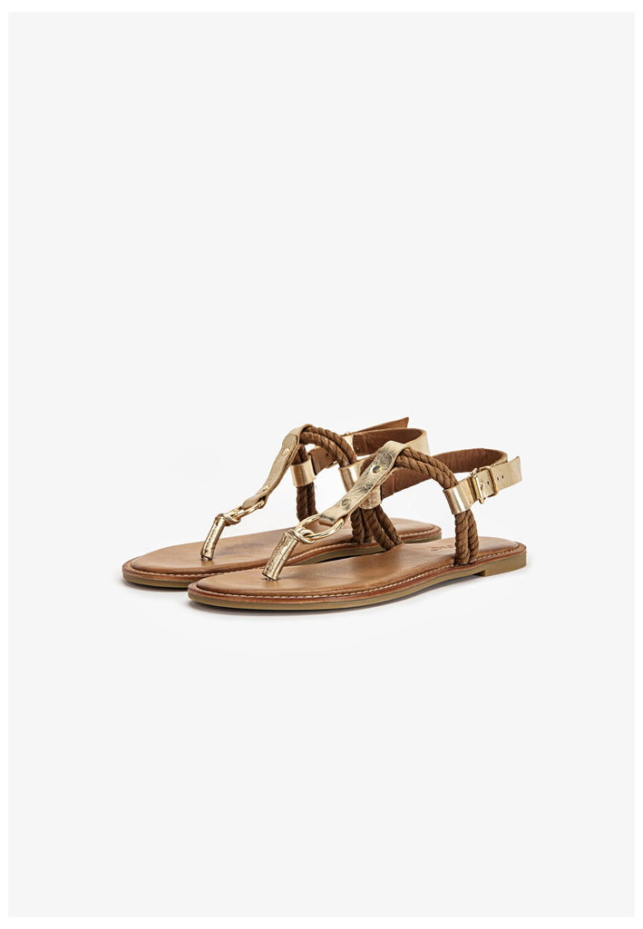 Inuovo Zehensteg Leder/Textil Gold