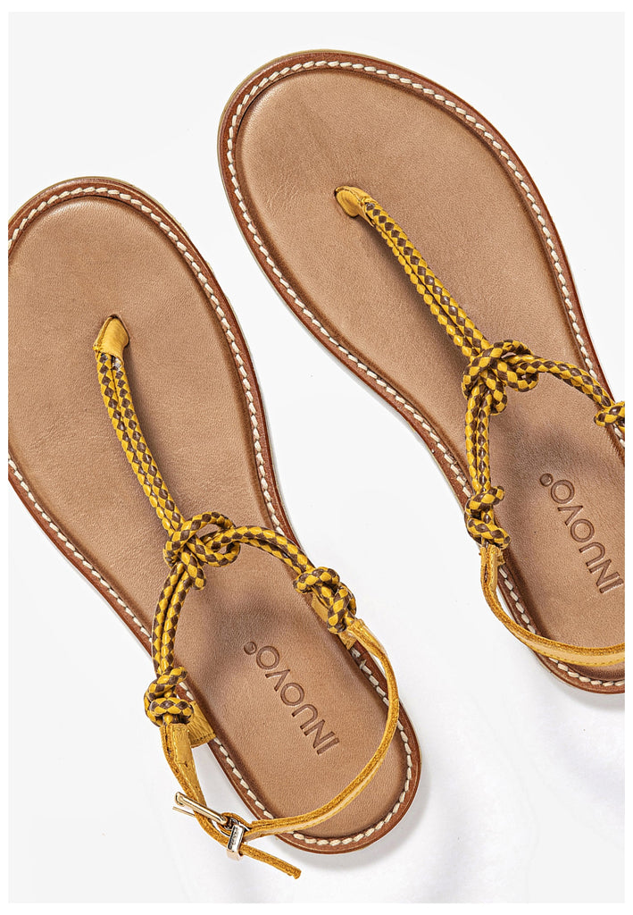 Inuovo Zehensteg Leder/Textil Mustard