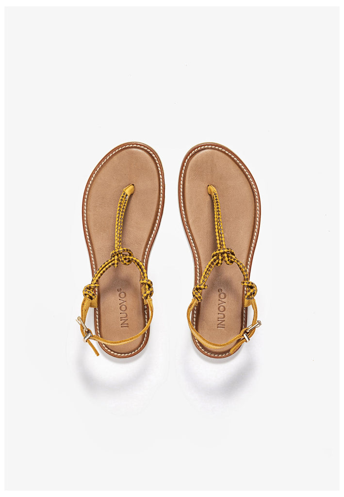 Inuovo Zehensteg Leder/Textil Mustard