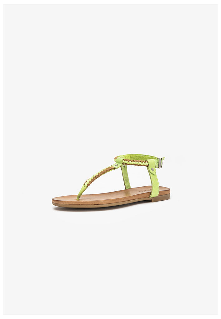 Inuovo Zehensteg Leder/Textil Pistachio