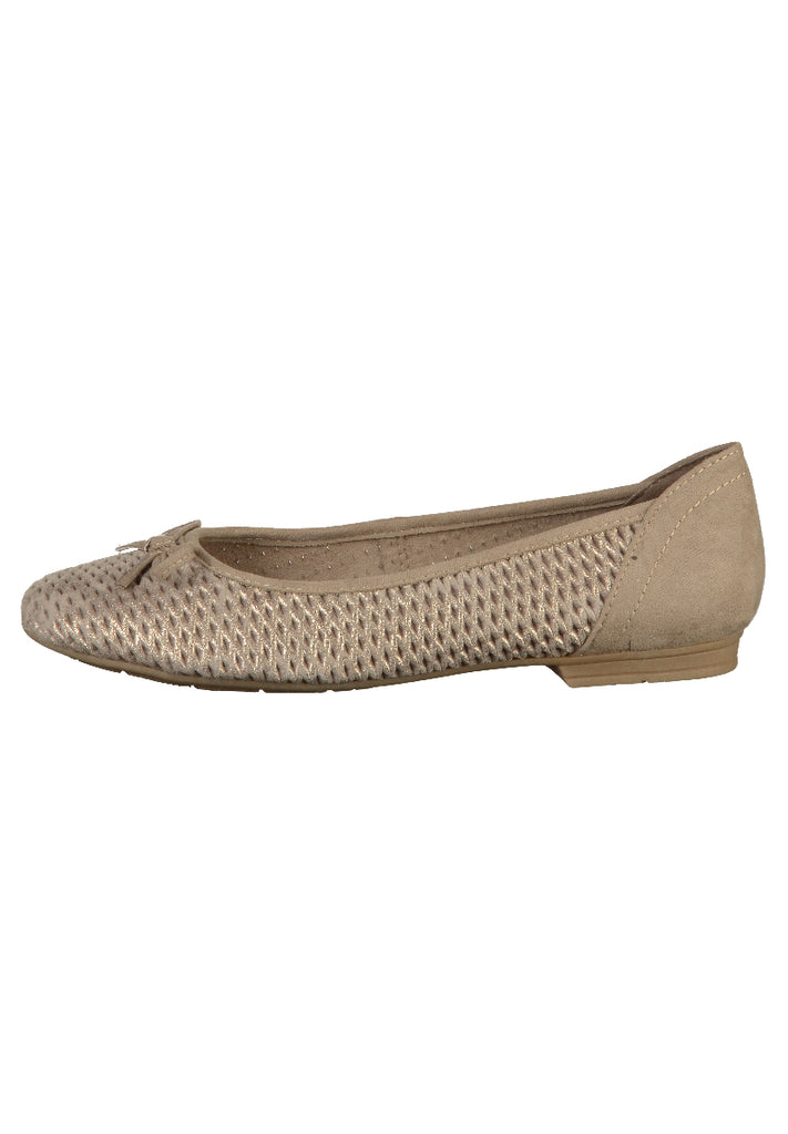 Jana Ballerinas Leder/Textil Taupe