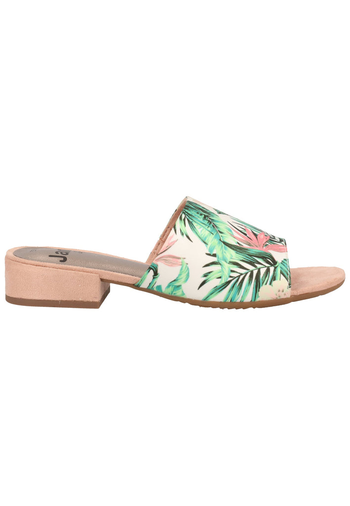 Jana Pantoletten Textil Weiß/Rosa