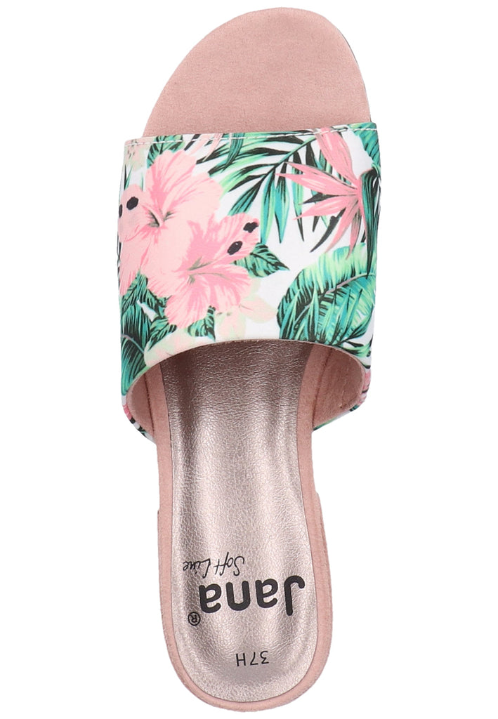 Jana Pantoletten Textil Weiß/Rosa