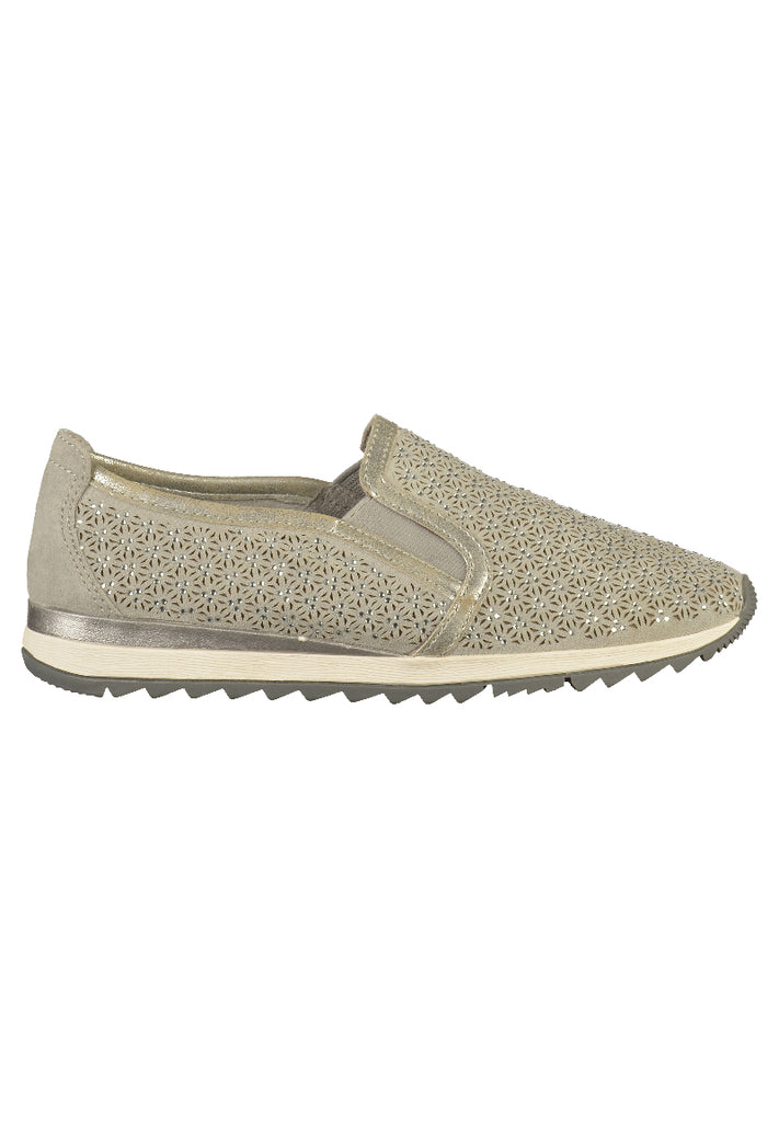 Jana Slipper Lederimitat/Textil Hellgrau