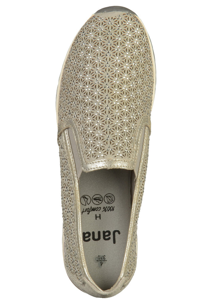 Jana Slipper Lederimitat/Textil Hellgrau