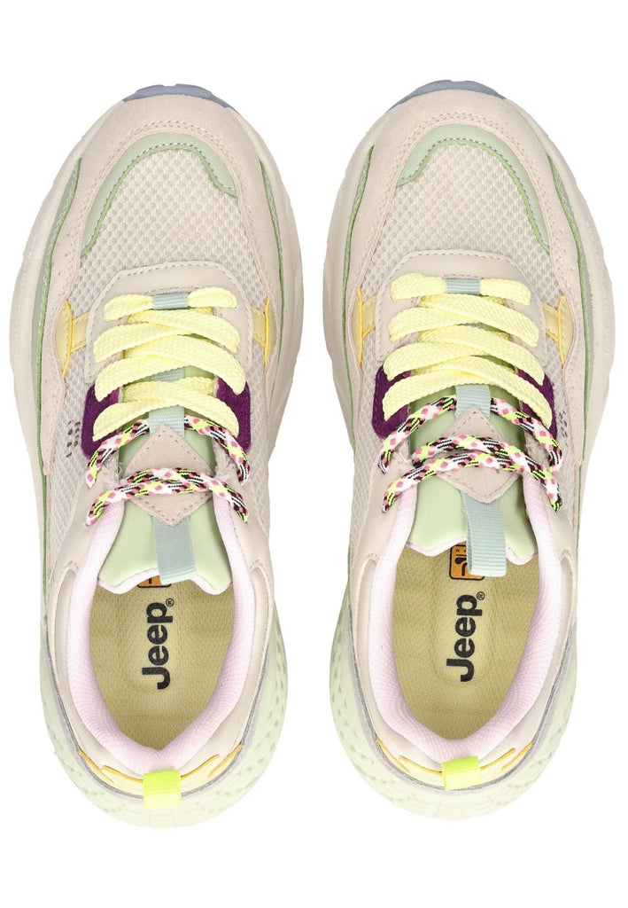 JEEP Sneaker Lederimitat/Textil Beige/Grün