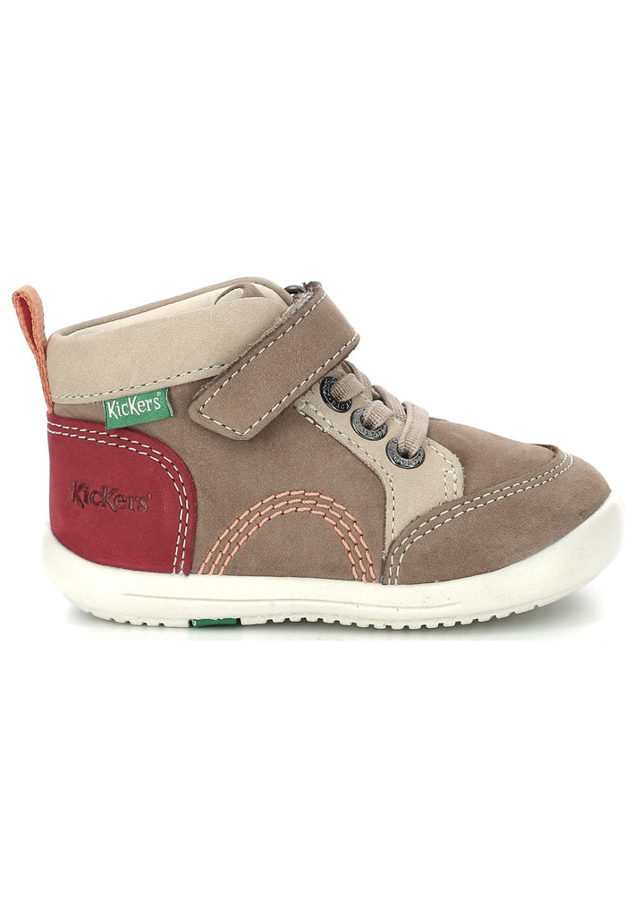 Kickers Halbschuhe Nubukleder Beige/Rot