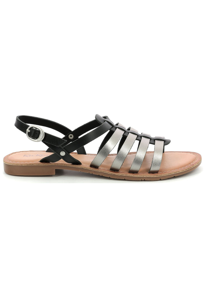 Kickers Sandalen Leder Schwarz/Silber