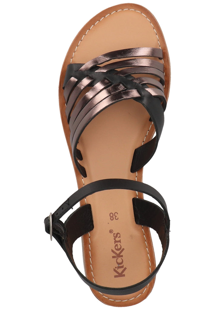 Kickers Sandalen Leder Schwarz/Silber