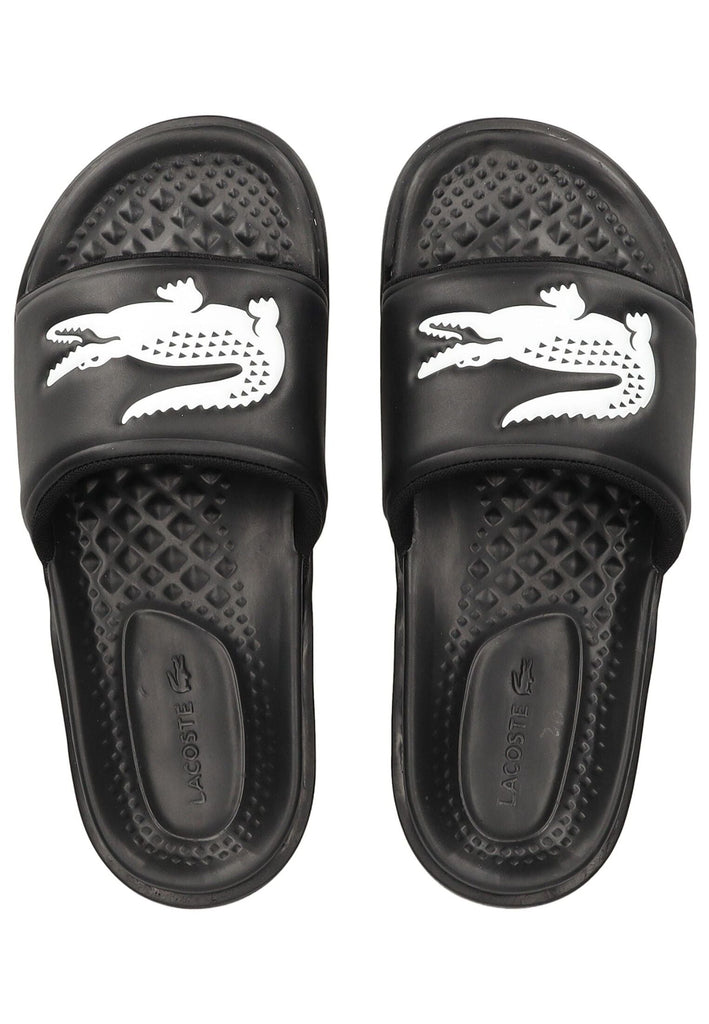 Lacoste Pantoletten Lederimitat Schwarz/Weiß