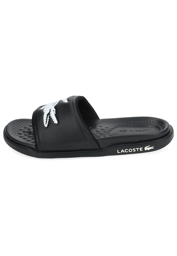 Lacoste Pantoletten Lederimitat Schwarz/Weiß