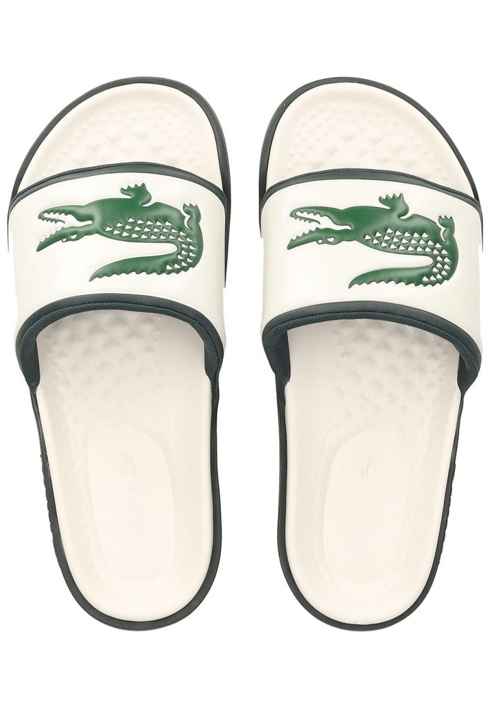 Lacoste Pantoletten Lederimitat Weiß/Grün