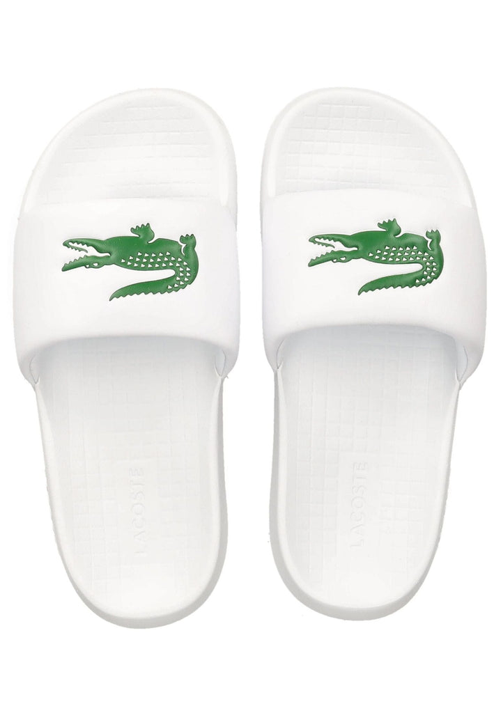 Lacoste Pantoletten Lederimitat Weiß/Grün