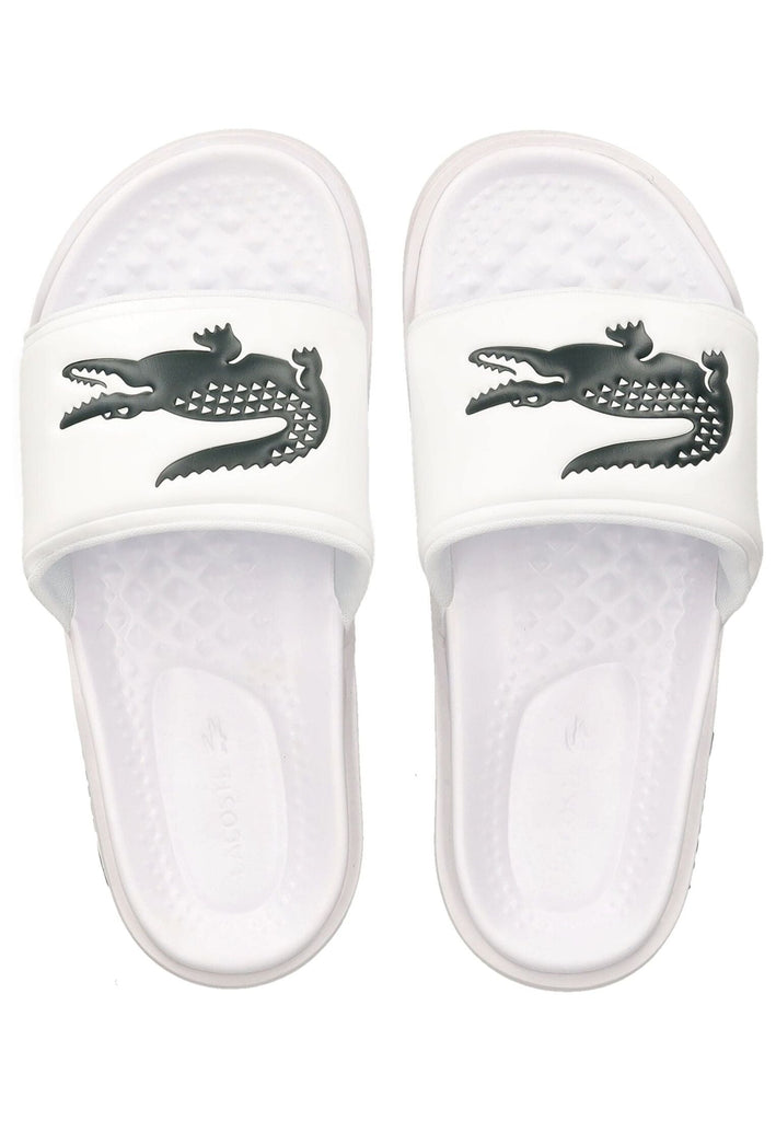 Lacoste Pantoletten Lederimitat Weiß/Grün