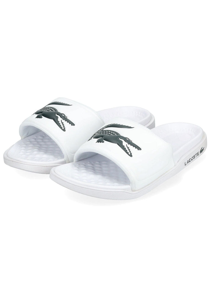 Lacoste Pantoletten Lederimitat Weiß/Grün