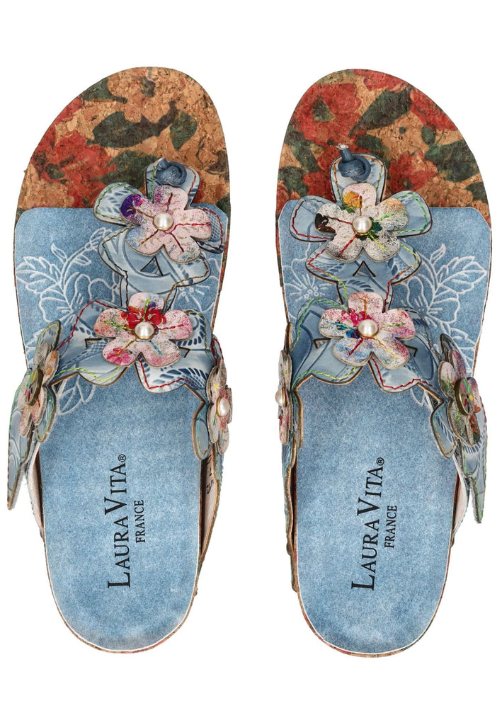 Laura Vita Pantoletten Leder Blau