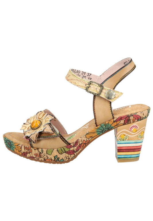 Laura Vita Sandalen Leder Beige/Grün