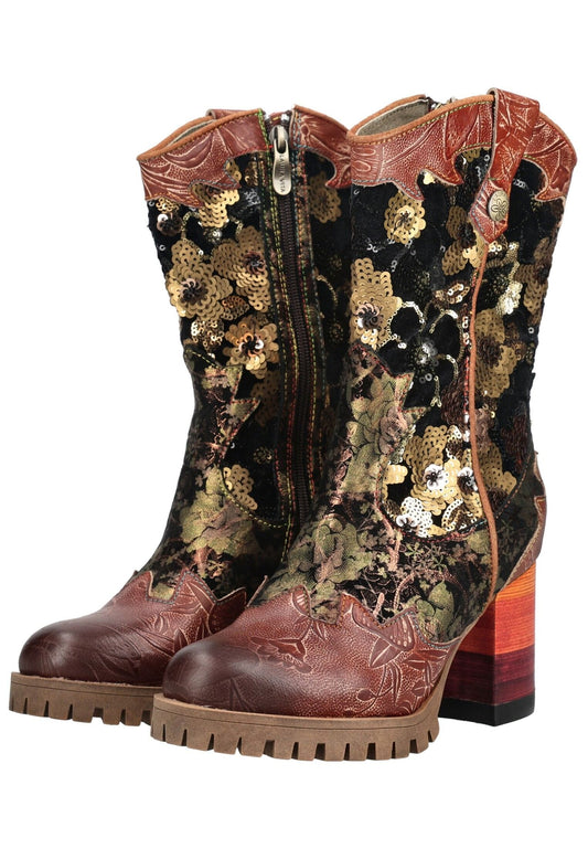 Laura Vita Stiefel Leder/Textil Kastanie