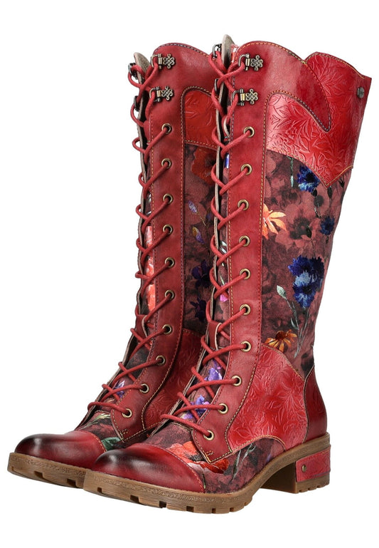 Laura Vita Stiefel Leder/Textil Rot